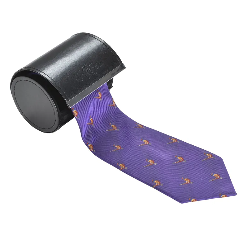 Alan Paine Standing Pheasant Silk Tie Purple